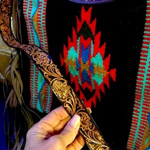 Handmade Tooled leather saddle purse